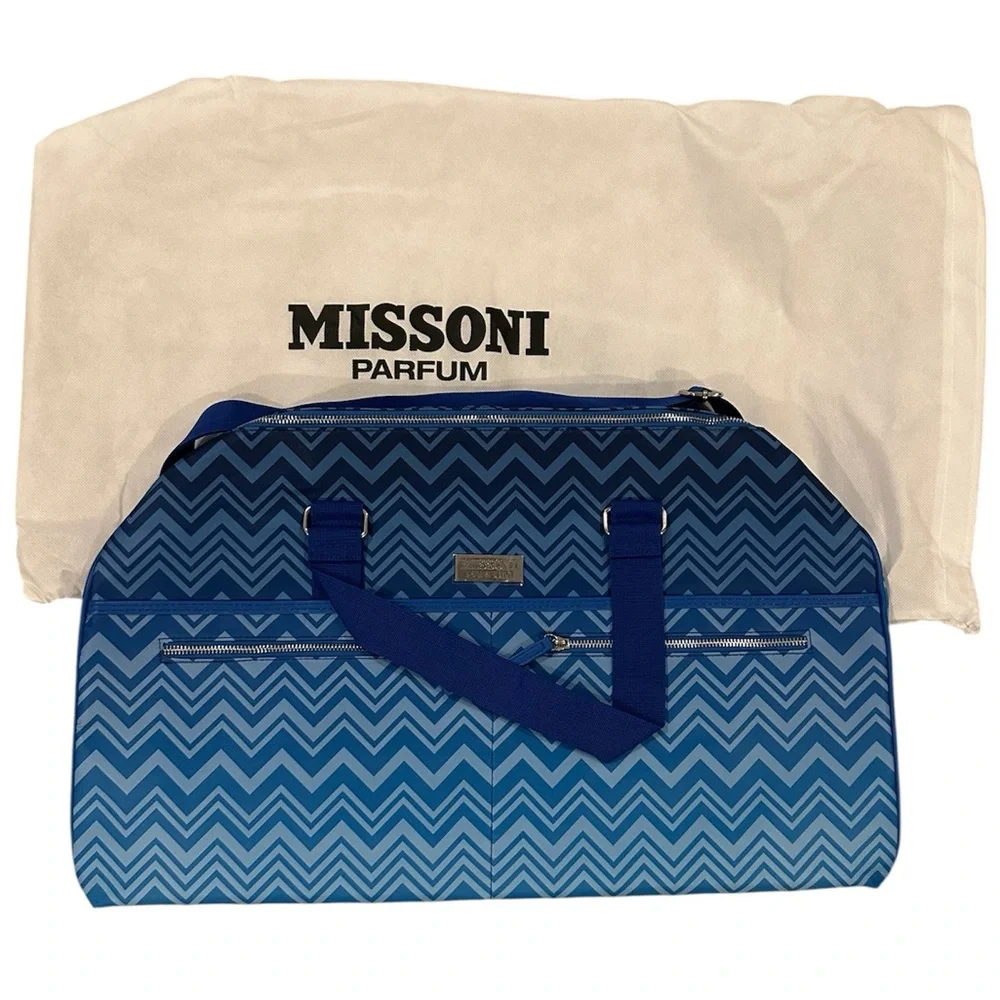 MISSONI Chevron Blue LARGE WEEKENDER TRAVEL BAG Authentic